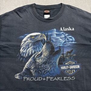 Vintage 1997 Harley Davidson Proud And‎ Fearless Shirt XL Wolf Motorcycle Alaska